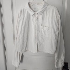 American Eagle Outfitters Cream Cropped Blazer